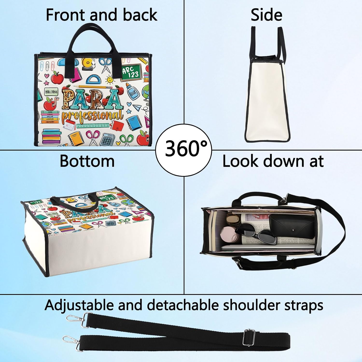 LEVLO Paraprofessional Cosmetic Makeup Bag Para Teacher Gift Paraprofessional Appreciation Zipper Pouch Bag Paraeducator Teacher Merch (Para LT) image 4