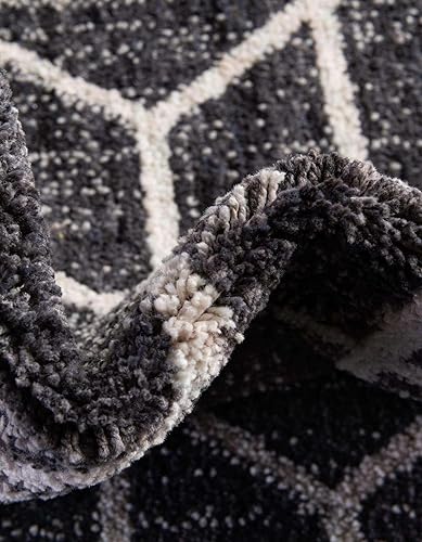 Miniatura 6 de Unique Loom Eco Trellis Collection - Alfombra de área Mondo (Runner 2 pies 0 pulgadas x 8 pies 0 pulgadas, gris carbónmarfil)