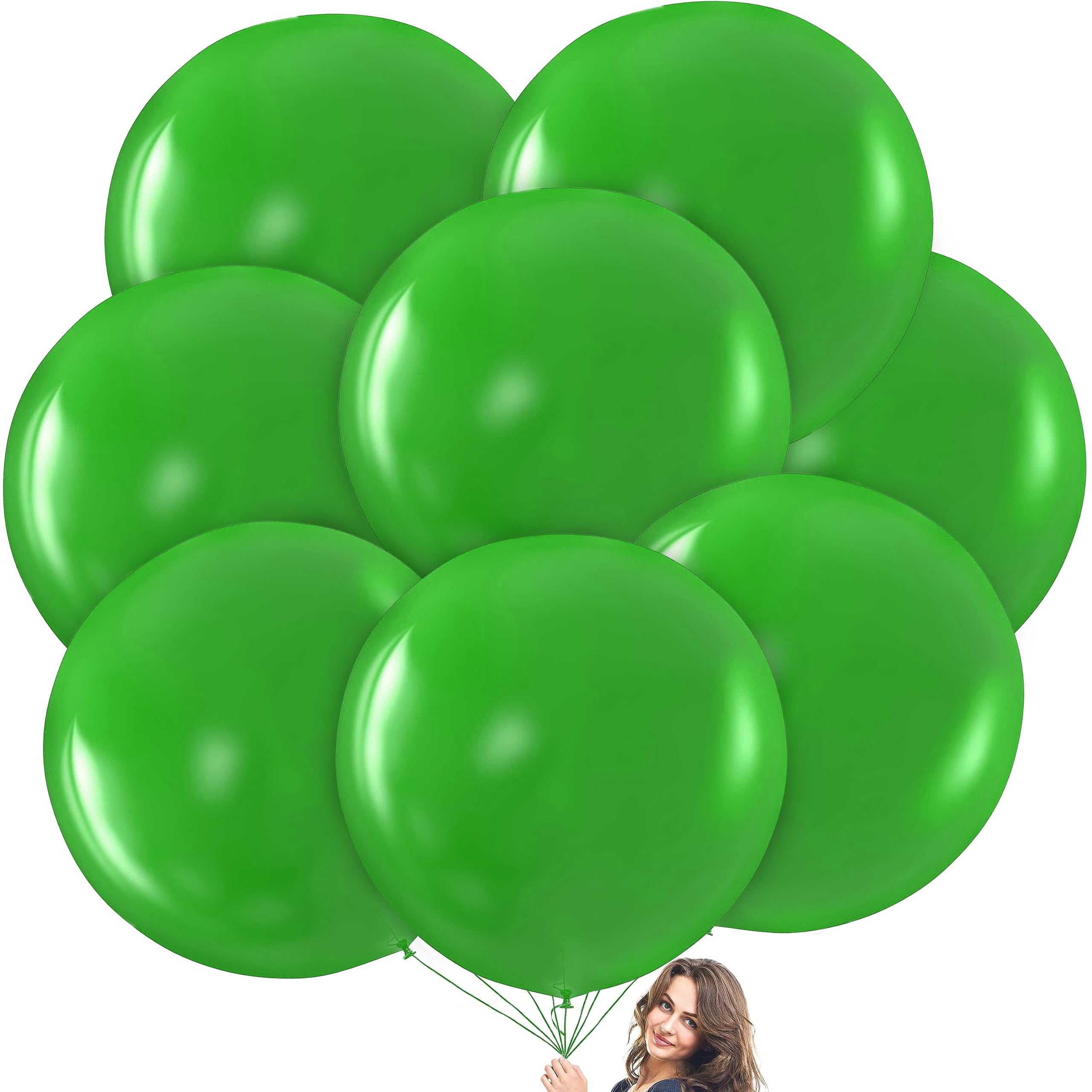 Prextex 90cm 8pcs Big Balloons, Extra Large Balloons, Giant Round Latex Balloons, Thick Balloons Reusable for Photo Shoots, Birthday/Wedding Party, Festival/Event/Carnival Decorations (8-Pack GREEN)