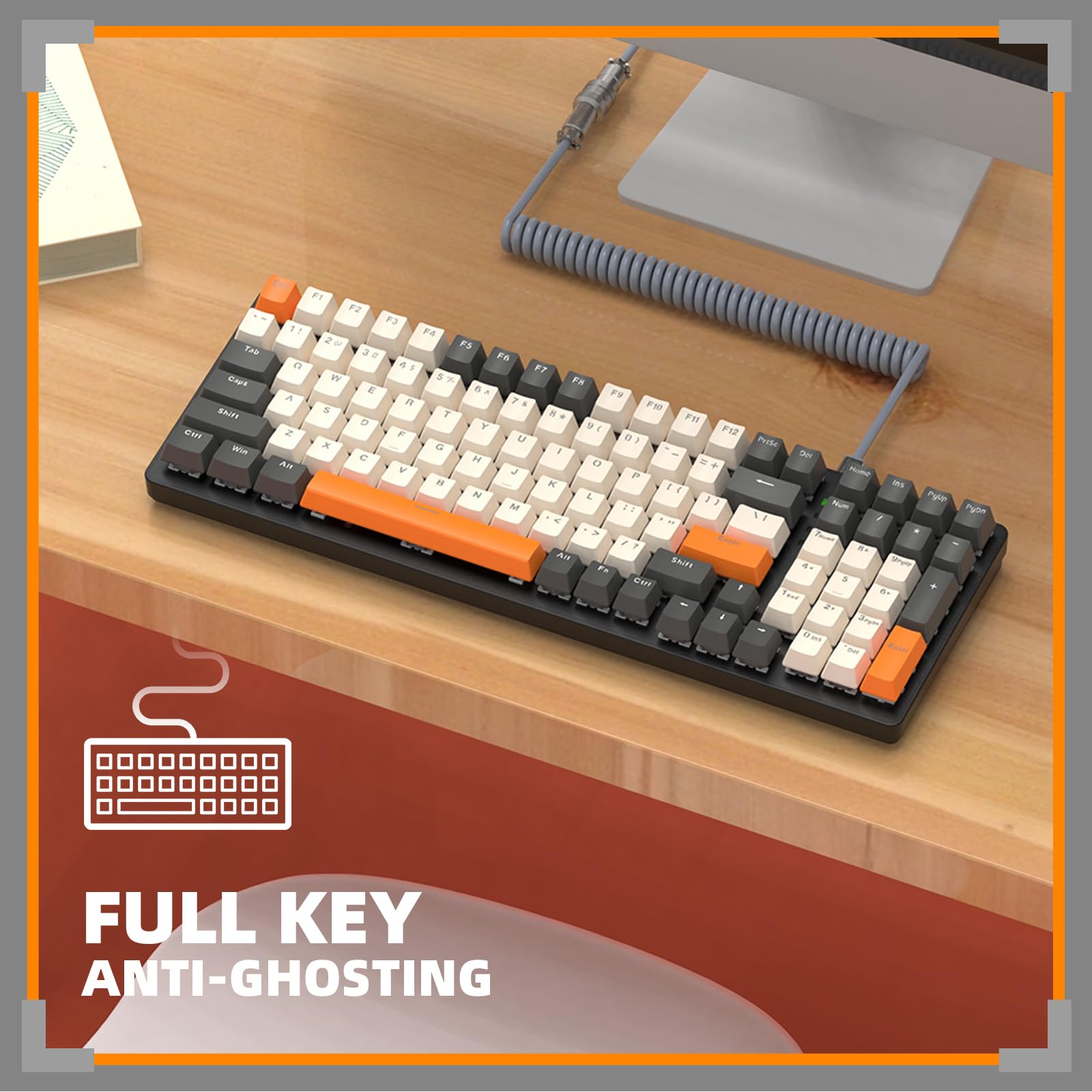 ZIYOU LANG K3 PRO Przewodowa Mechaniczna Klawiatura Gier, Podświetlenie RGB, 96% Ultra-Kompaktowa Z Klawiaturą Numeryczną, Przełącznik Niebieski Klikający Z Kablem 8000Hz, USB-C Do USB-A - Ciemnoszary
