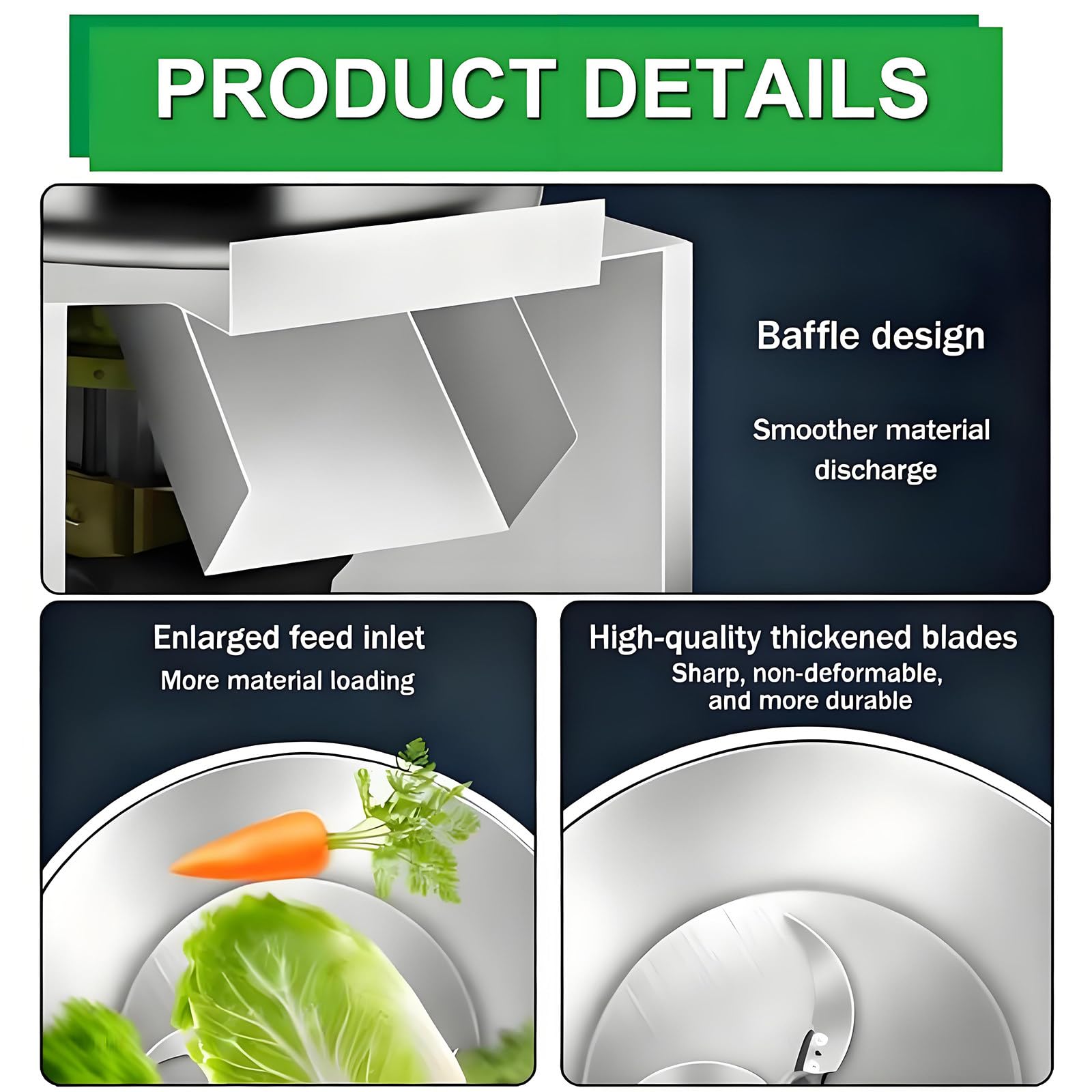 Picadora De Verduras Comercial Multifuncional, Picadora Y Trituradora Automática De 1800 W para Frutas Y Verduras, Cuchillas De Acero Inoxidable para Zanahorias, Patatas Y Cebollas.