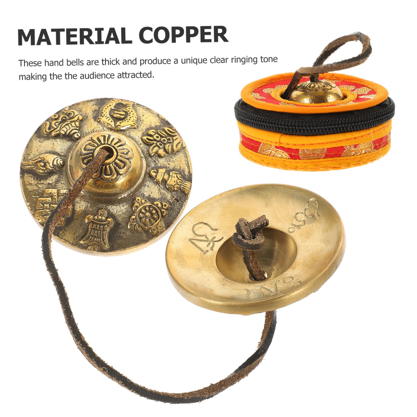 Abaodam Thick String Bell Meditation Chime for Yoga Hand Cymbals Straps for Adults