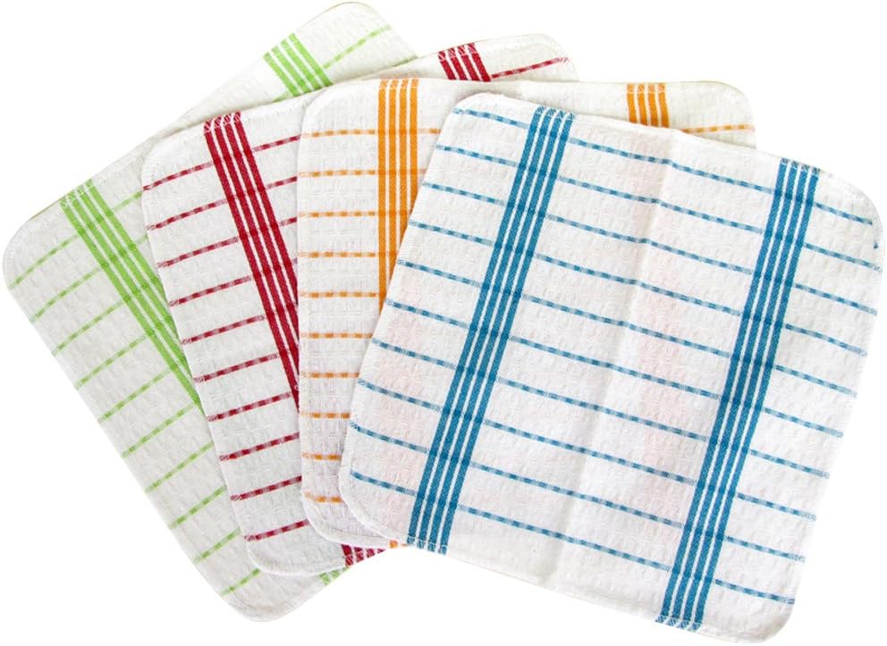 Multi-Purpose Cleaning Cloths , Kitchen Cleaning Towel , Wash Cloth , Dish Cloth ,Perfect for Kitchens, Dishes, Car, Dusting, Drying Rags, 11.5 x 11.5", Set of 10 - Teal Lattice