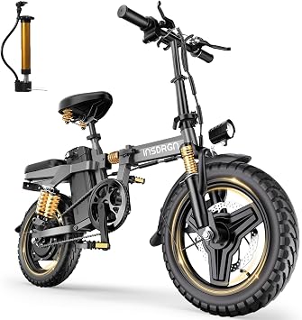 INSDRGN 14" Folding Electric Bike for Adults, Peak 1500W Motor | 20MPH Max Speed,48V 16Ah Removable Battery Electric Bike, 35/62Miles Max Range,UL 2849 Certified E Bike