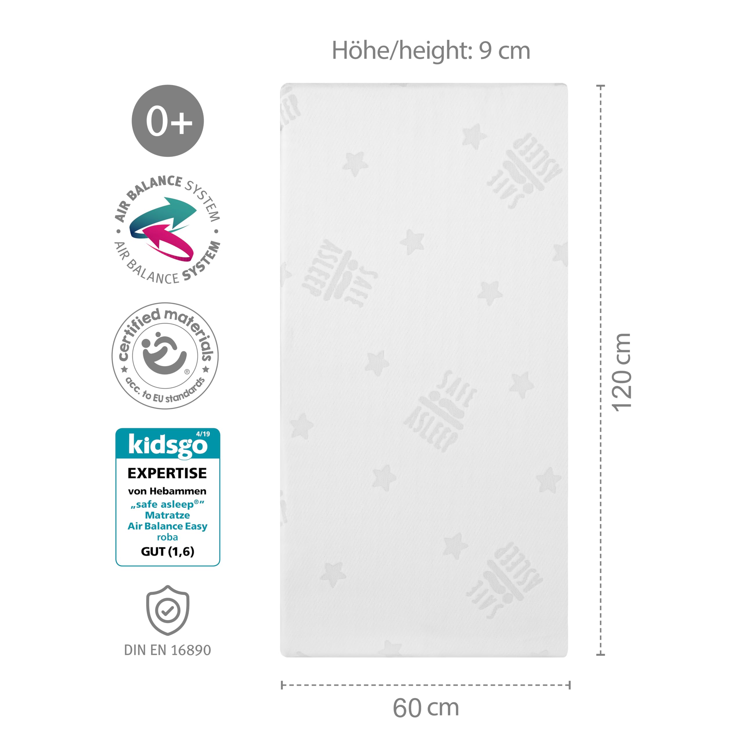 roba Kindermatratze 90 x 200 cm safe asleep® Comfort Air Roll Matratze für Kinderbetten mit Jacquard Bezug