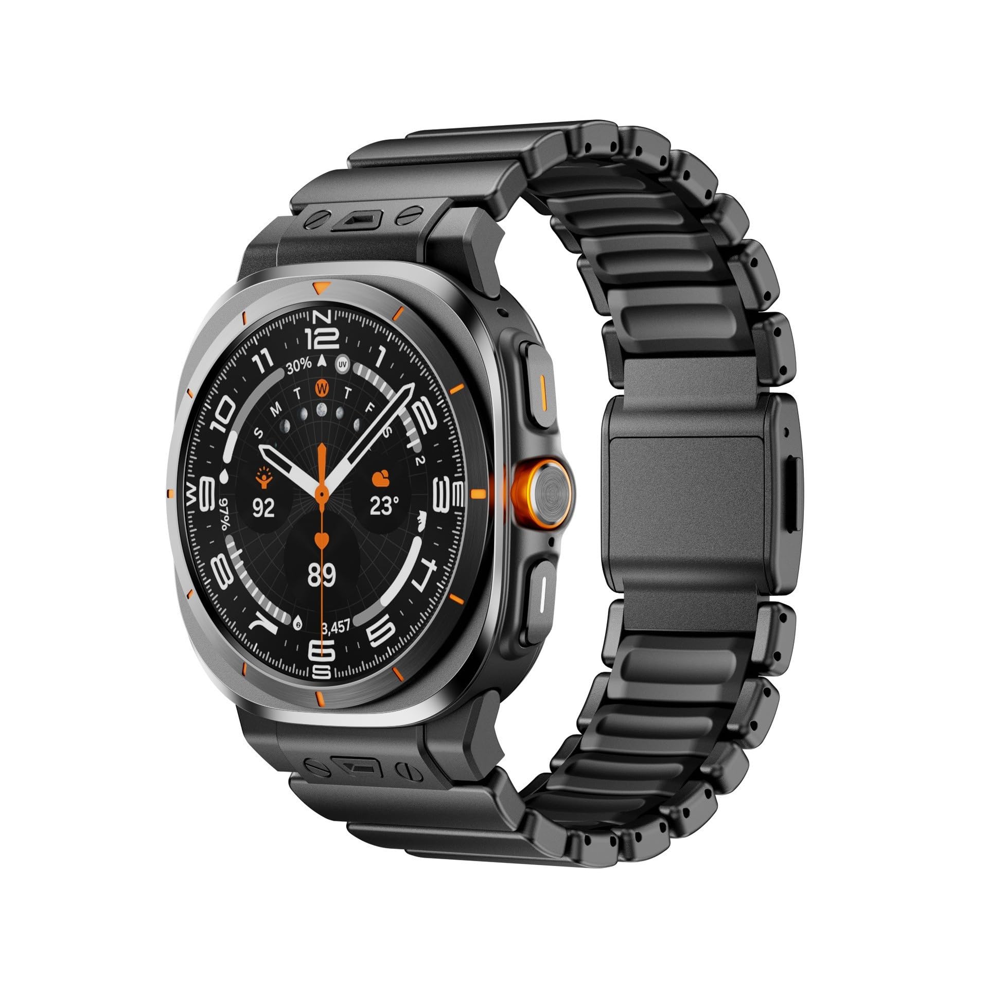 Pour Samsung Watch Ultra1/2 47mm 2026 Bande caoutchouc titane largeur 24mm