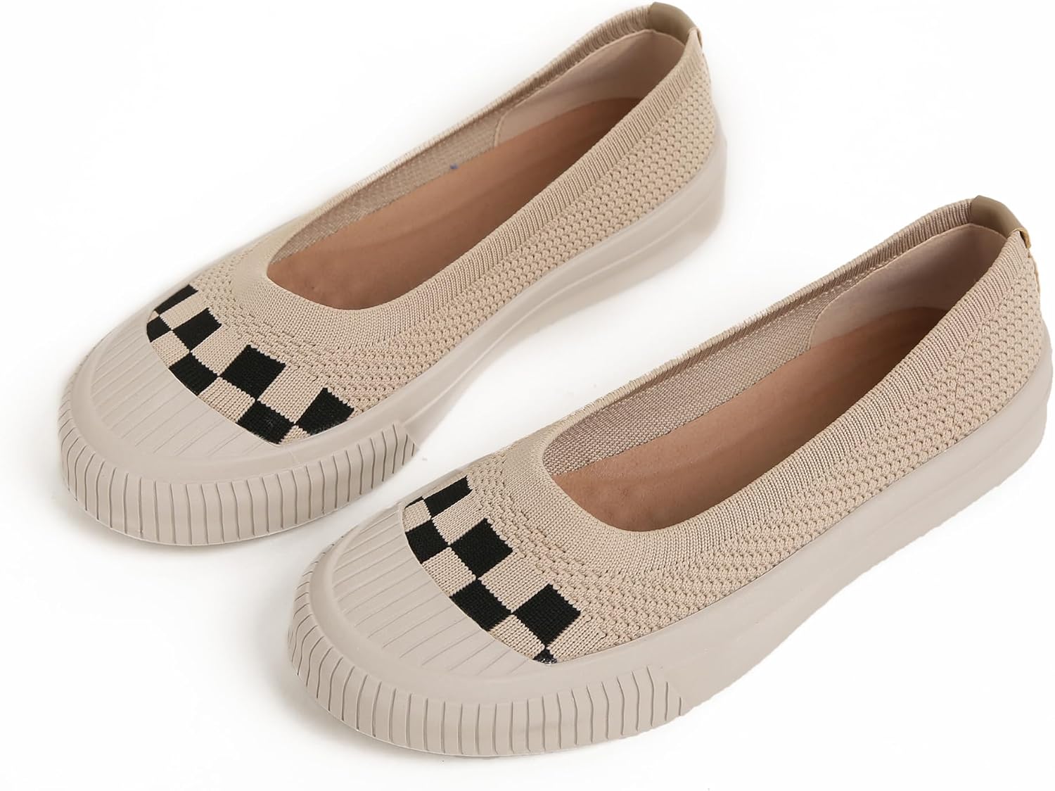 Flats for Women Knit Shoes Round Toe Ballet Flats Slip On Walking Flat Shoe Comfort Soft