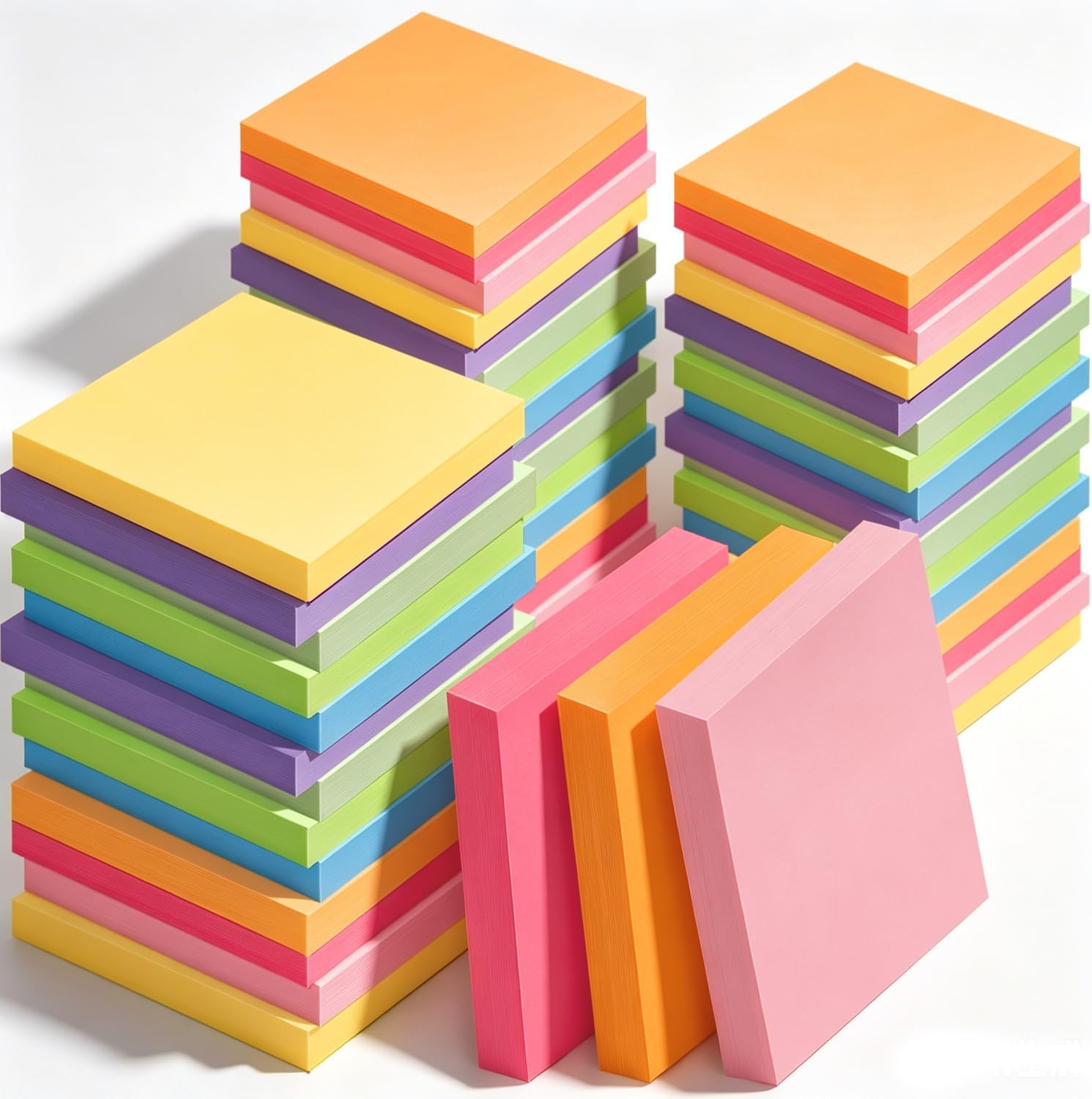 48 Pack of 3x3 Inch Sticky Notes Self-Stick Memo Pads - 2880 Sheets in Total! Great for Home, Office & School