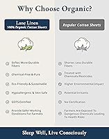 Vista 5 de LANE LINEN - Juego de sábanas de 4 piezas 100 % algodón orgánico percal puro King, ropa de cama suave transpirable para colchones de hasta 15