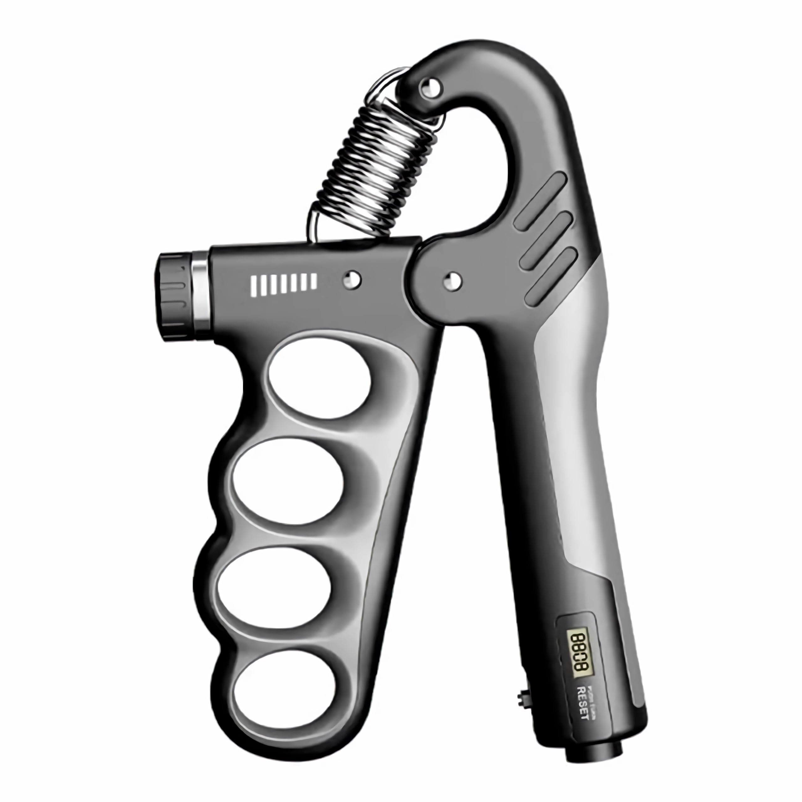 Grip strength trainer, adjustable hand grip strengthener, Durable Adjustable Resistance 5-100KG With Digital Counter, ergonomic design, high-strength spring, perfect hand (GRAY)