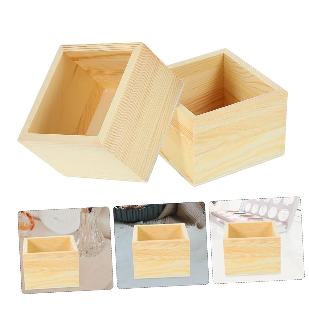 Amazon.co.jp: Alipis 2個 箱 木製 コンテナ 小 木製 木箱