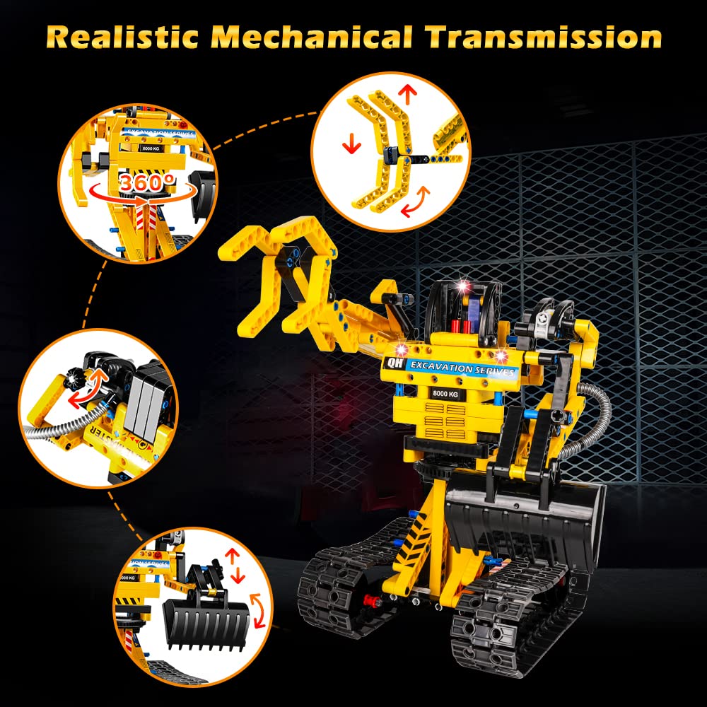 VATOS Technic Escavatore Giocattolo Per Bambini - Ruspa Giocattolo Pesante 2 in 1 Technic Escavatore Ruspa 342 Pezzi, STEM Blocchi di Costruzione Creativa, Ragazzi Bambini Giocattoli