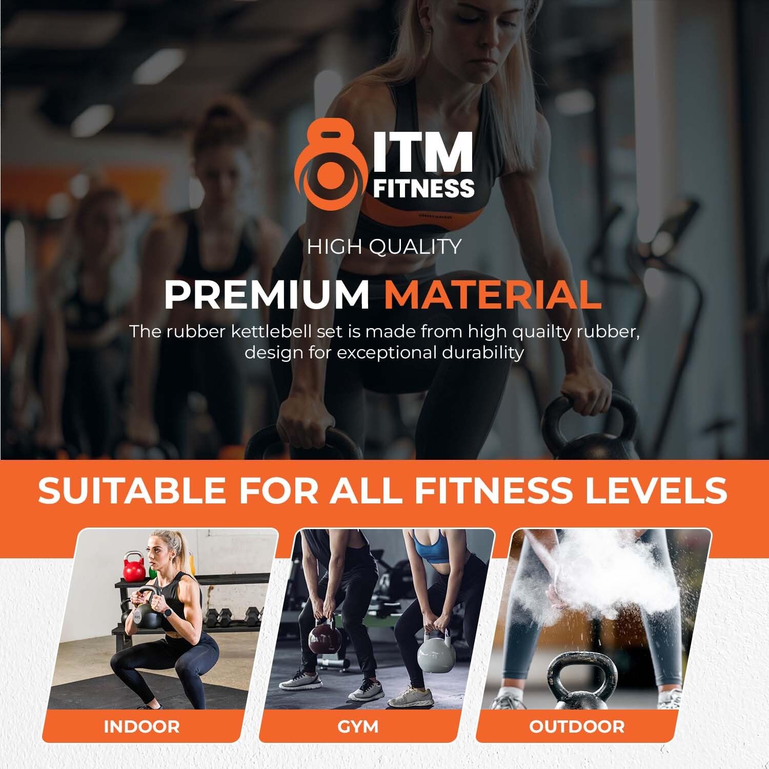 Kettlebell da competizione di alta qualità, attrezzatura per allenamento con i pesi, rivestimento in gomma, manici ergonomici, ideale per sollevamento pesi e palestra domestica (da 4 kg a