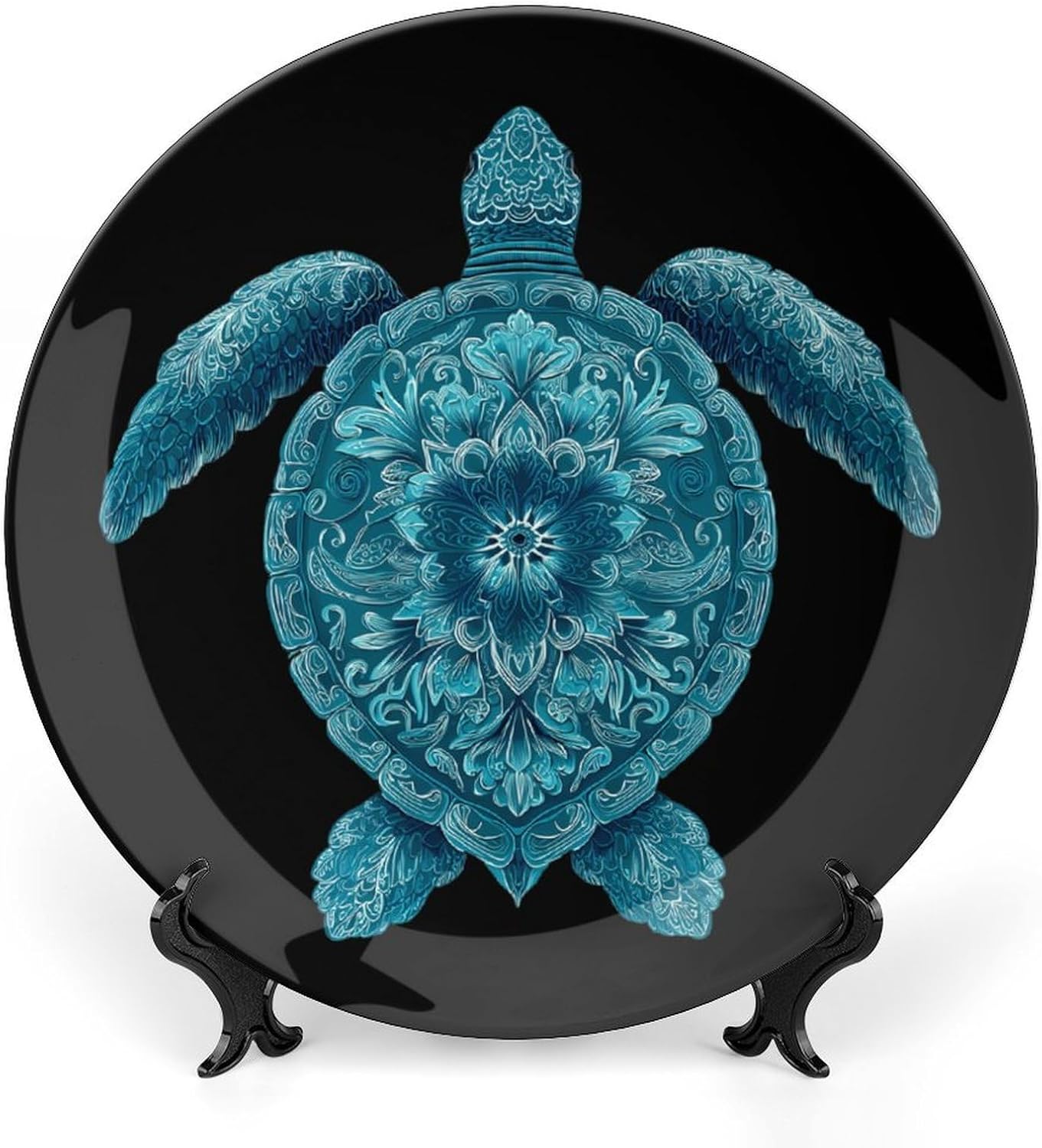 Turtles Hawaiian Mandala Decorative Plates for Display Ceramic Plate Tray with Stand Hanger Home Decor