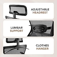 Vista 3 de SANODESK OS3 - Silla de oficina ejecutiva grande y alta, silla de computadora de malla ajustable en altura con reposacabezas ajustable y soporte