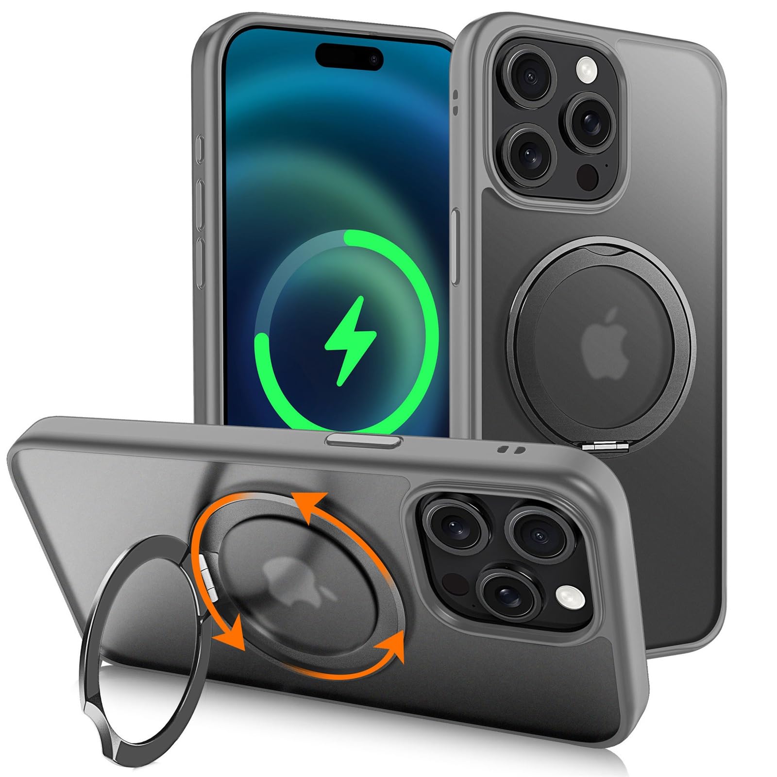 Coque iPhone 16 Pro antichoc militaire à béquille rotative 360 - 8