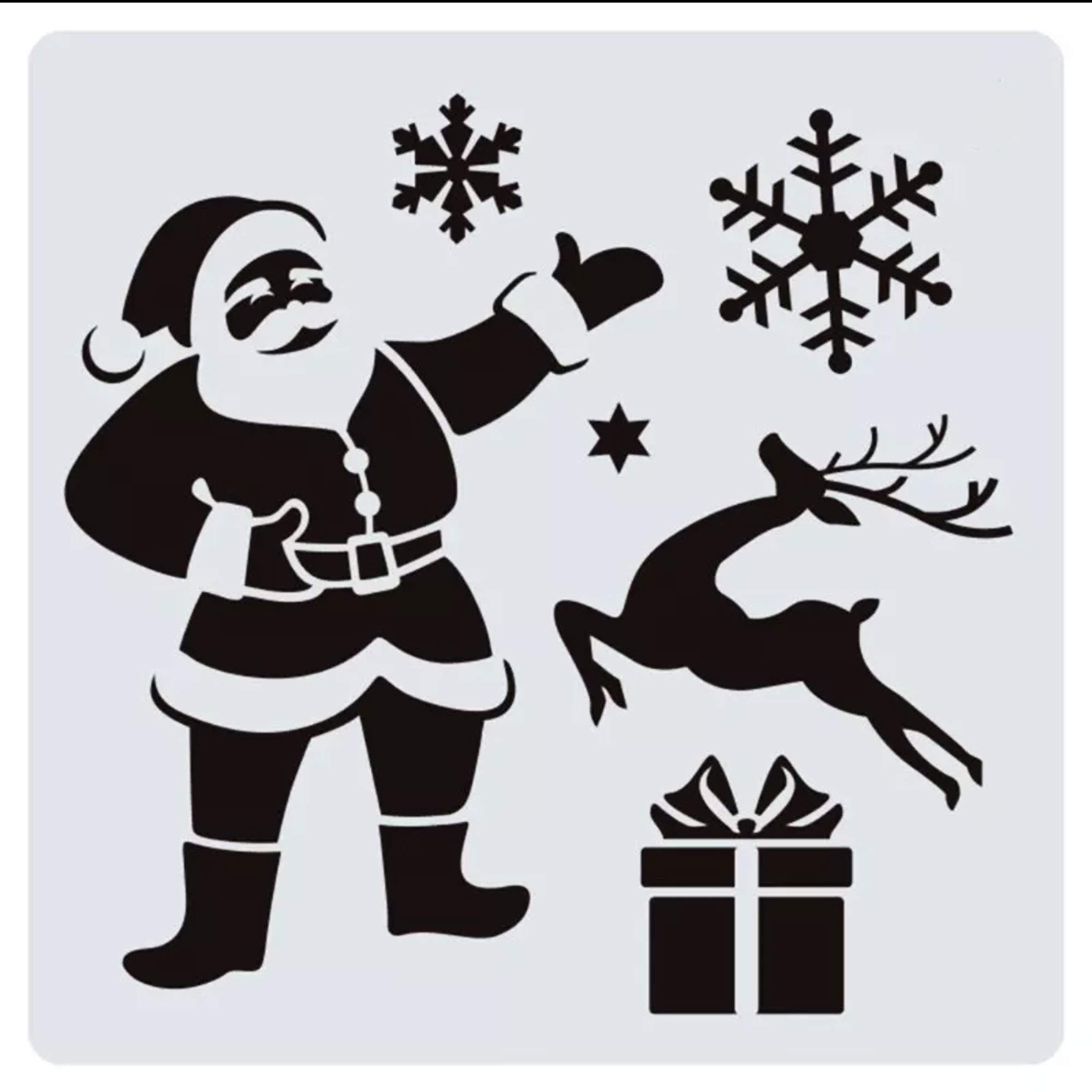 Artistic Sponge Christmas Santa Reindeer Reusable Stencil Deer Animal / Snow26 (Mylar Reusable Stencil, A5 Size - 148 X 210 Mm, 5.8 X 8.3 In)