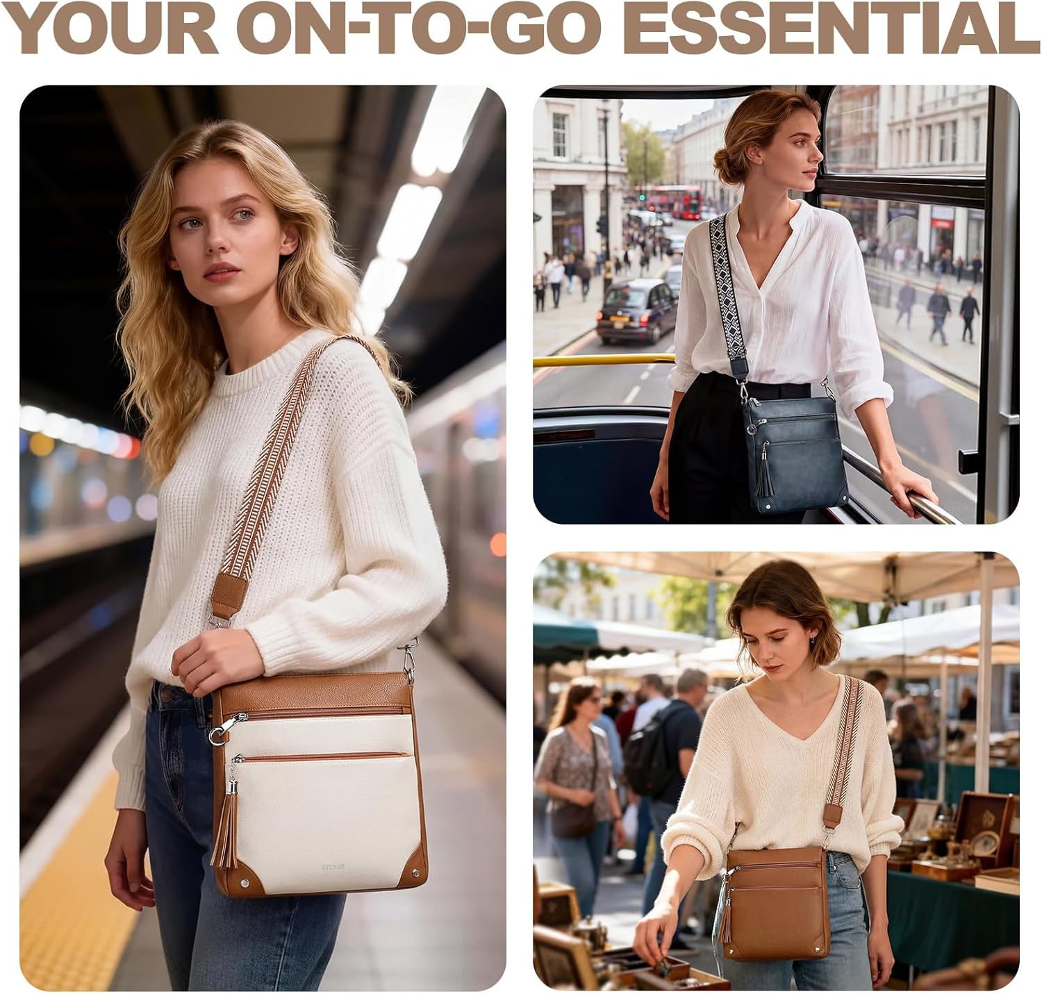 Anti Theft Crossbody Purses for Women RFID Blocking Crossbody Bags, Travel Shoulder Purse with Built-in Wallet - Image 2