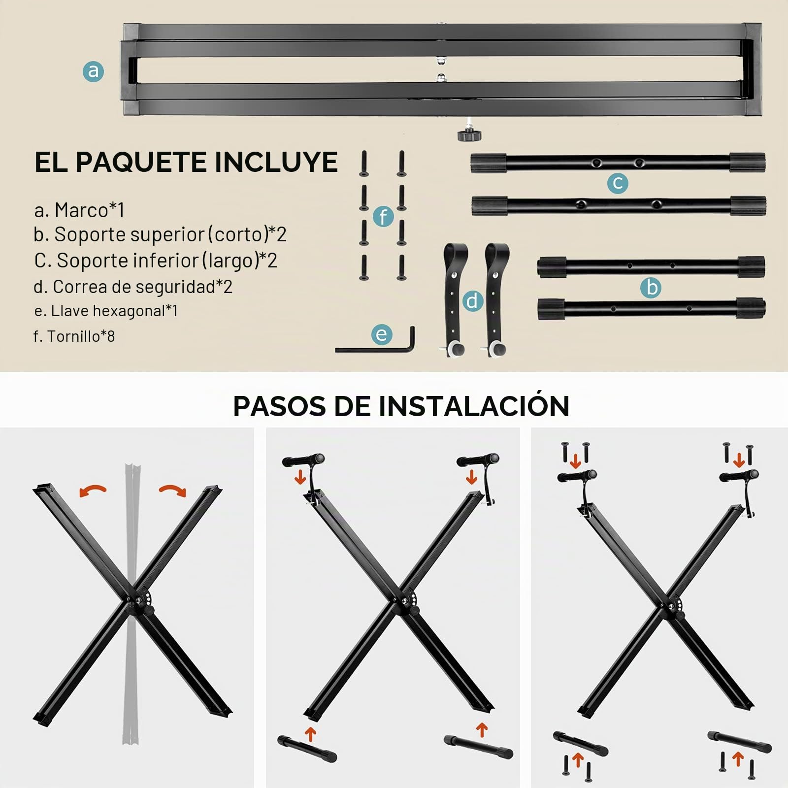 CAHAYA Soporte de Teclado de Doble Refuerzo Soporte para Teclado Musical Electrónico con 5 Niveles de Altura Regulable para Piano Digital de 61 76 88 Teclas Modelo CY0245
