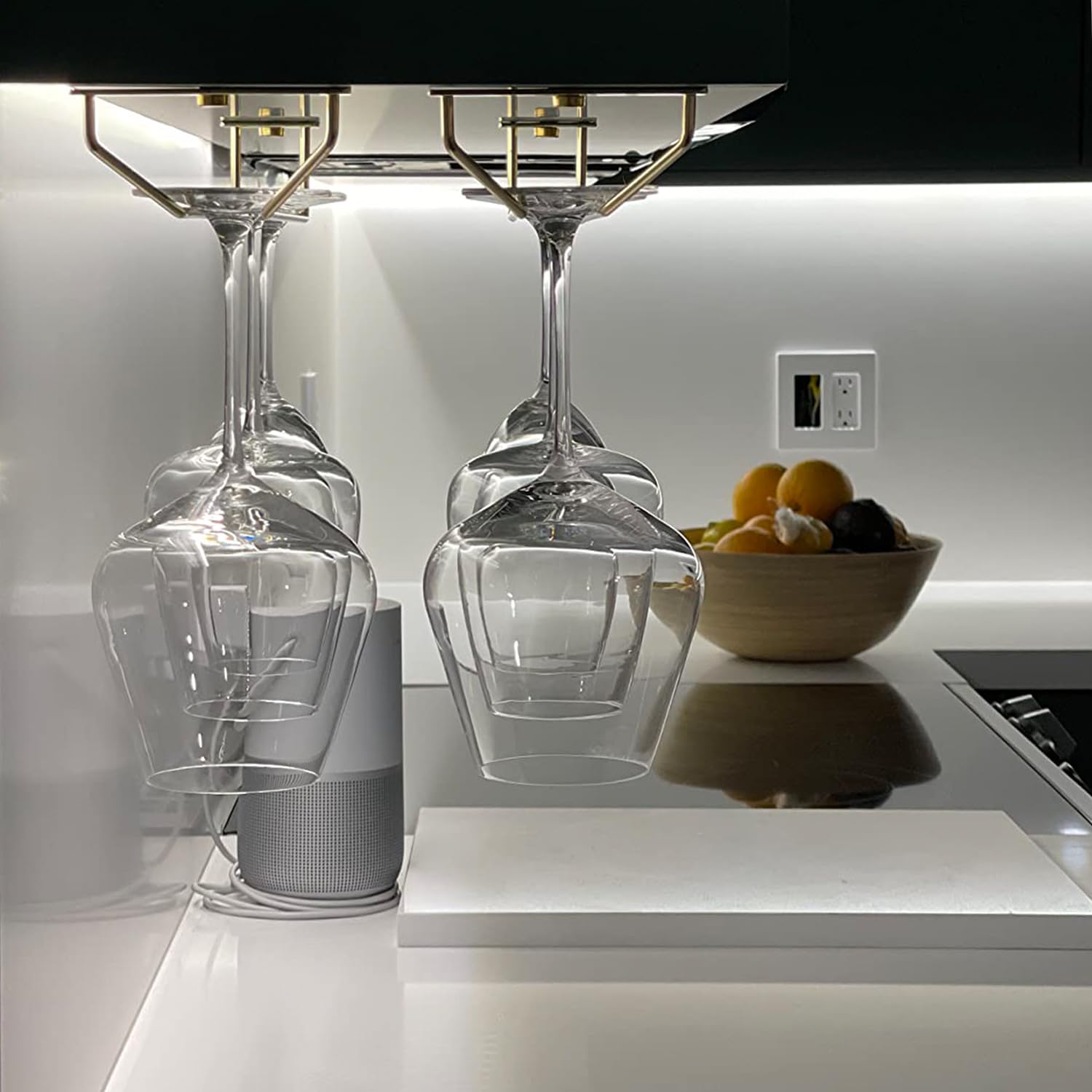 Gold Wine Glass Rack - Under Cabinet Holder -6