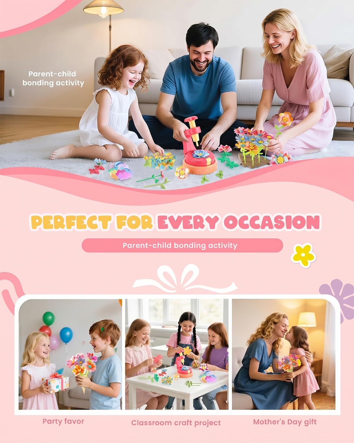 JOYVOVO Regalo Bambina 4 5 6 7 8 9 10 Anni, Set di Artigianato per Bambini, Kit Artigianalee Creativo con Macchina per la Produzione di Fiori Bambini, DIY Creativo Giochi Bambina 4 5 6 7 8 9 10 Anni