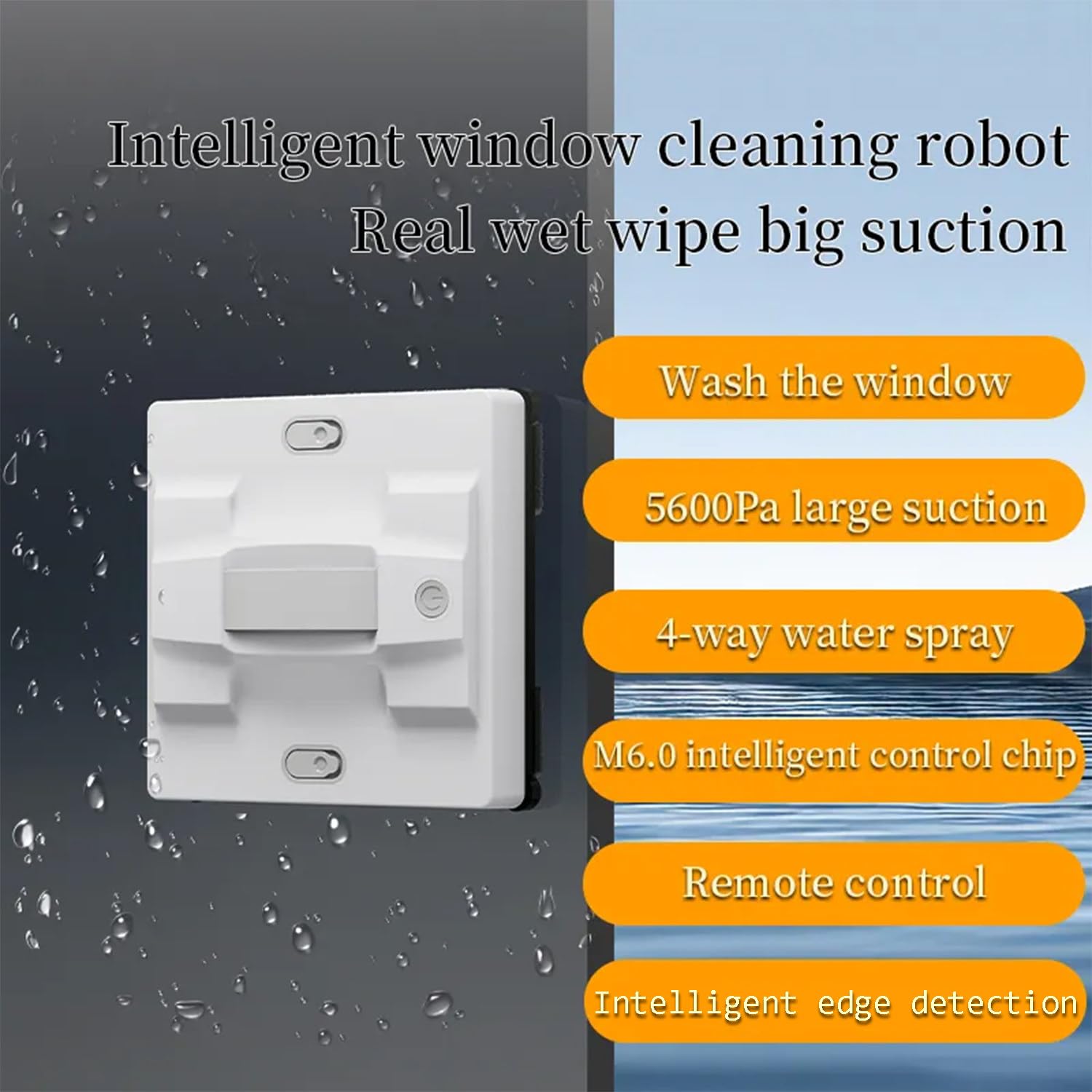 Lavavetri Elettrico, Robot Lavavetri, 4 Percorsi di Pulizia Integrati, 5600pa, Getto d'Acqua Automatico, con Corda di Sicurezza da 450 Cm, 3 Min/M³, Adatto per La Pulizia delle Case