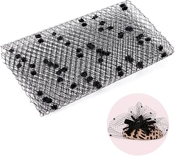 OLYCRAFT 1.1 Yard x 7.9 Inch Black Veil Neting Fabrics with Small Ball
