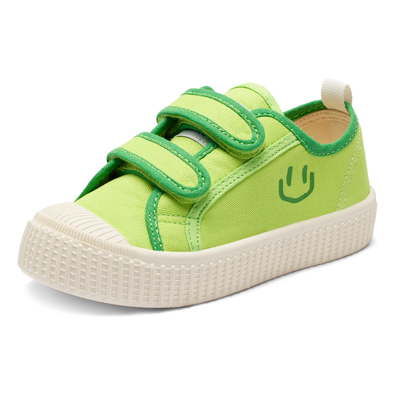 HAPPY NOCNOC Toddler Sneakers — Canvas Dual Hook & Loop Shoes with Candy-Colored Sole, Lightweight Non-Slip Easy On/Off