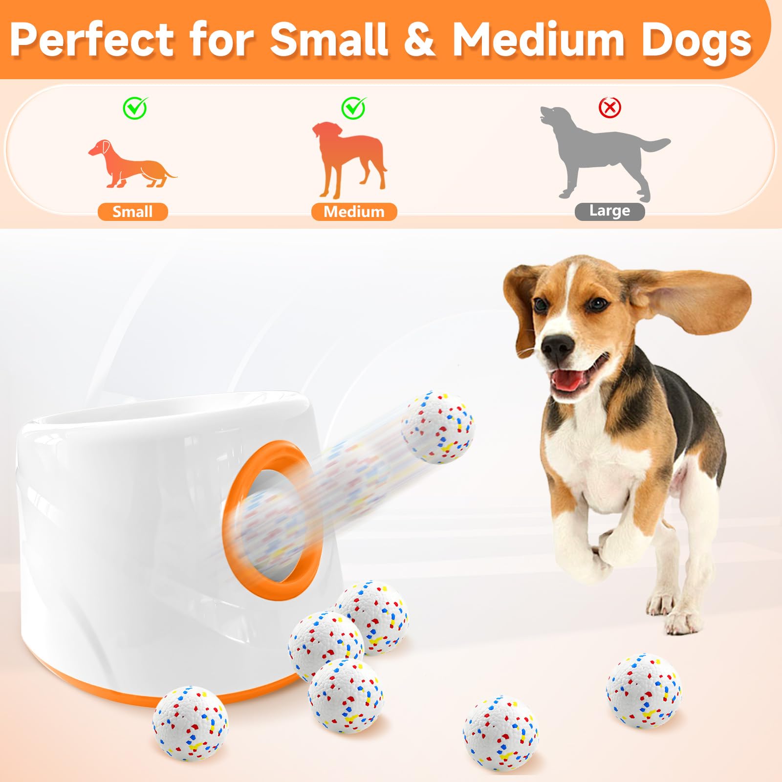 Machine de Balle pour Chien Automatique, Machine Balle pour Chiens avec 6 E-TPU Balles, Jouets Interactifs pour Petits Chiens, pour Intérieur et Extérieur