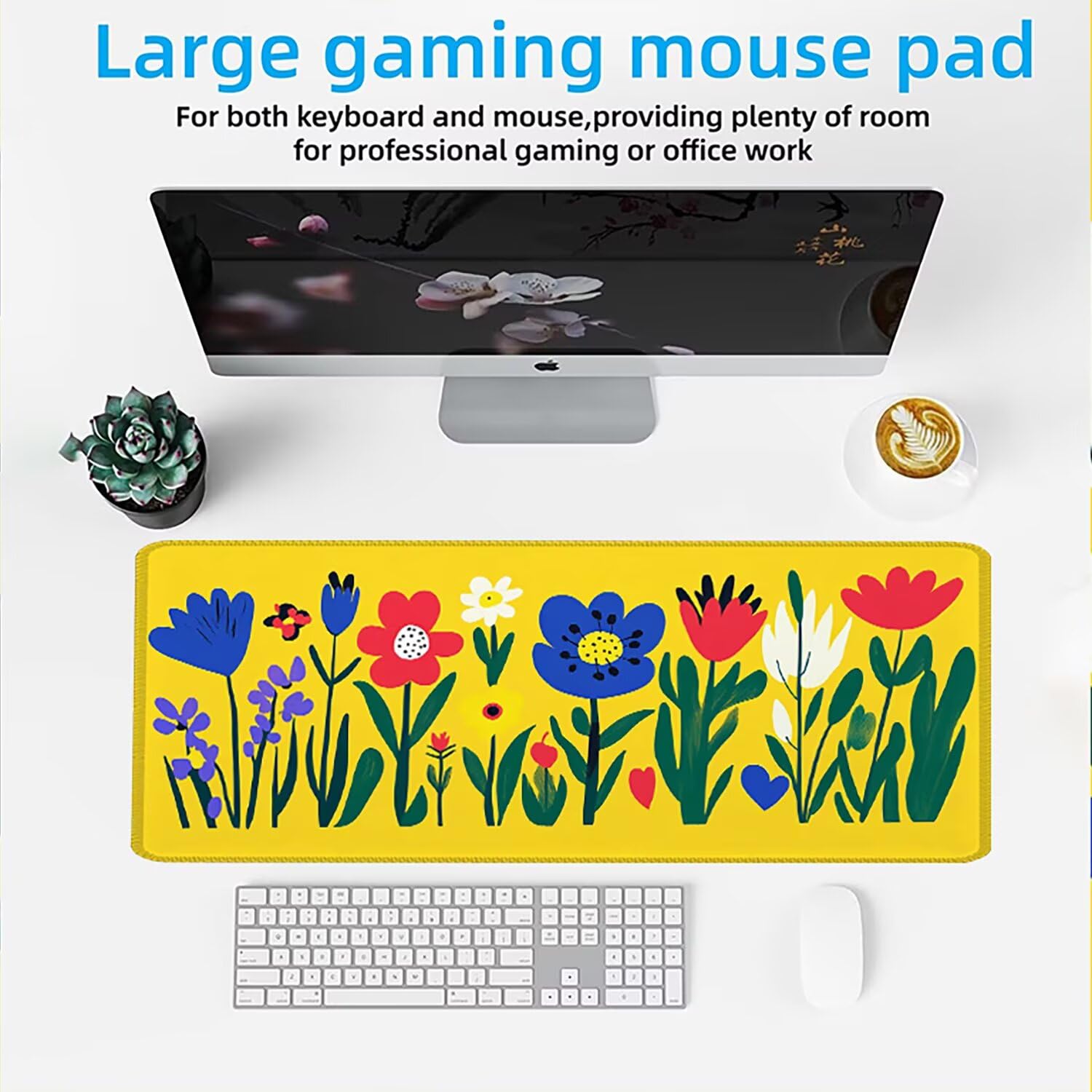 Gamingowa podkładka pod mysz XXL, 1000 x 500 mm, duża podkładka pod mysz ze zszytymi krawędziami, podkładka na biurko, antypoślizgowa gumowa podstawa i wodoszczelna, poprawia precyzję i prędkość