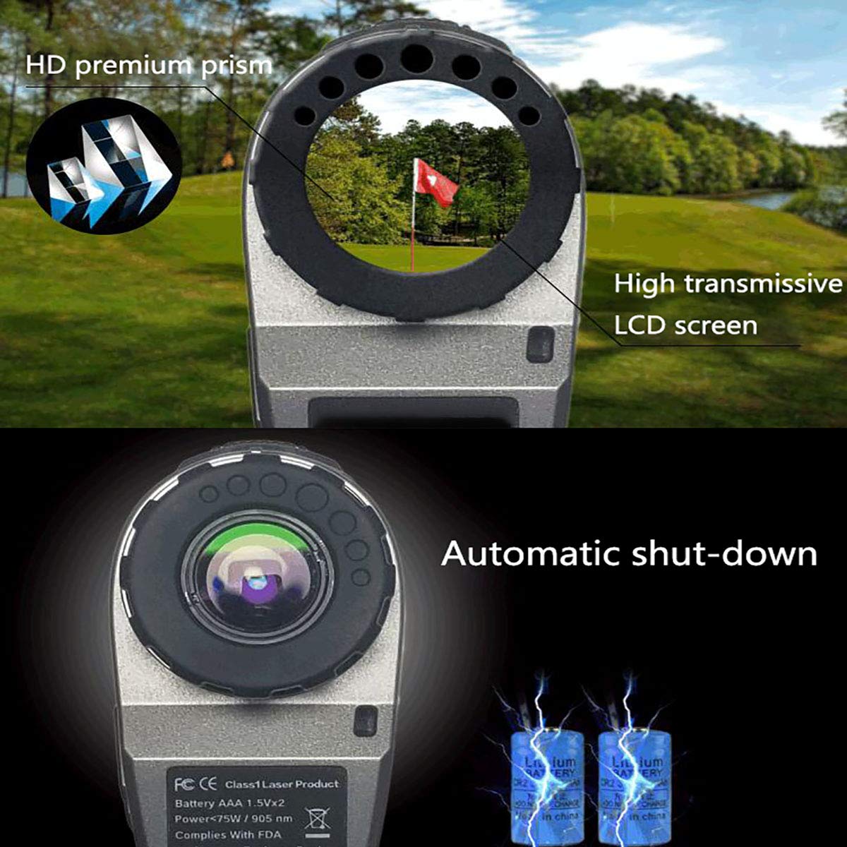 Telescope Ręczny dalmierz Teleskop Precyzyjna laserowa linijka miernicza Golf na świeżym powietrzu Altimetria Pomiar odległości Prędkość Pomiar kąta Odległość pozioma () Telescope
