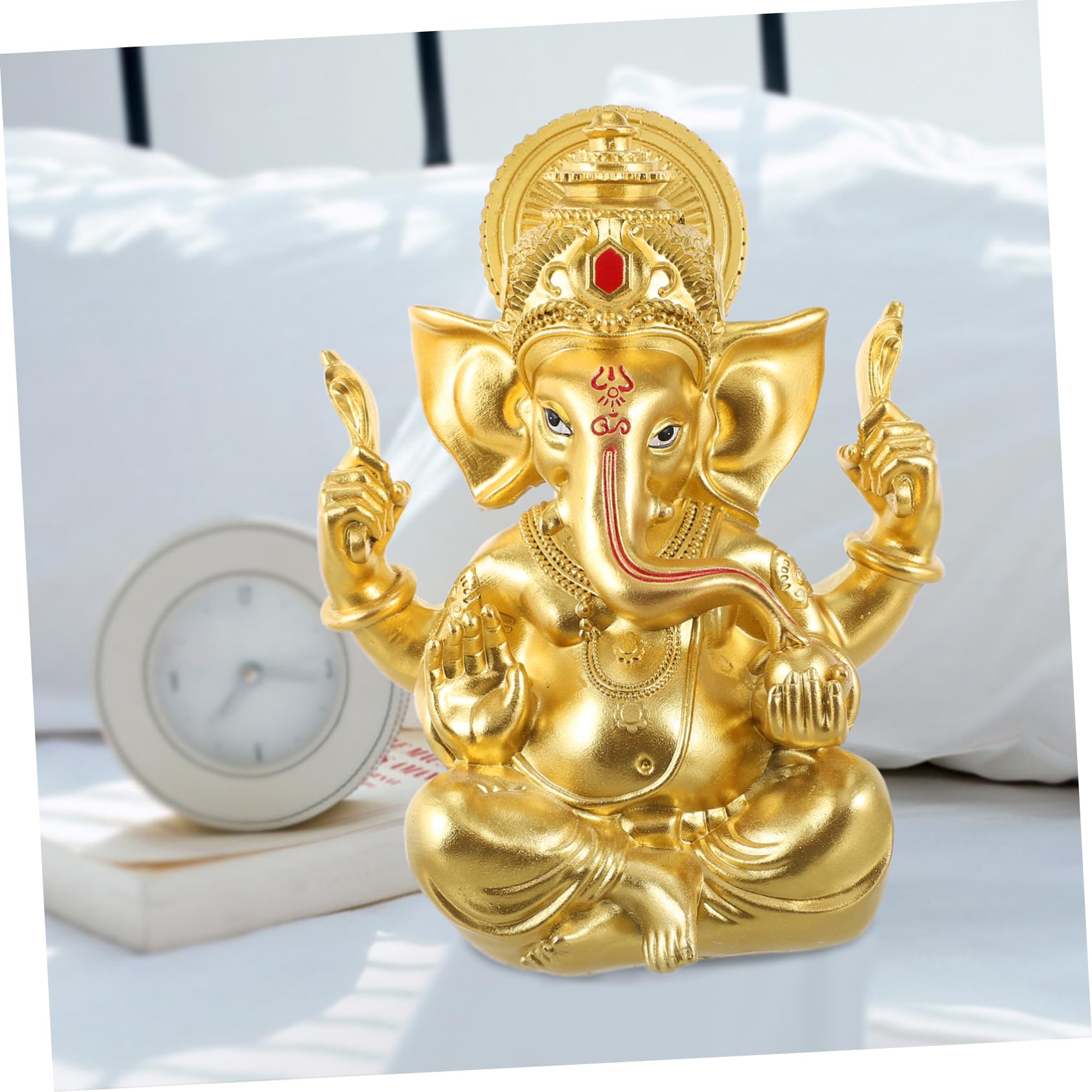 UKCOCO Estatua Artesanía Decorativa Única y Delicada de Resina Dorada de Elefante Resistente al Desvanecimiento para Decoración de Escritorio Interior