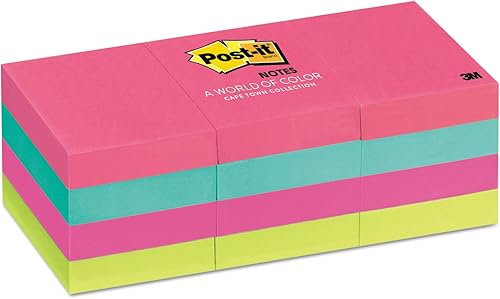 Post-it 653AN Post-it Notes, 1-12 pulgadas x 2 pulgadas, 12PK, 100 ShPad, Ciudad del Cabo