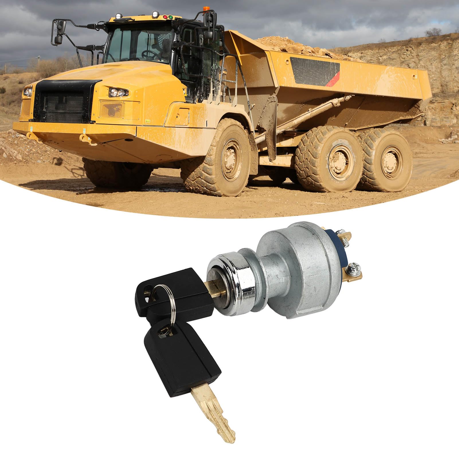 Interruttore di Avviamento Accensione 9G7641 Interruttore di Avviamento a Chiave di Accensione a 4 Fili in Lega di Alluminio con 2 Chiavi di Ricambio per Escavatore Caterpillar