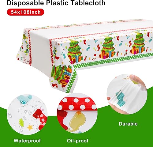 Miniatura 3 de Festiva 176Pcs Christmas Plastic Plates Heavy Duty- Christmas disposable Dinnerware Set-include 50Plates 25Plastic Silverware 25Cups 25Holly Berry