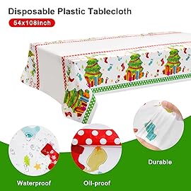 Festiva 176Pcs Christmas Plastic Plates Heavy Duty- Christmas disposable Dinnerware Set-include 50Plates 25Plastic Silverware 25Cups 25Holly Berry Napkins