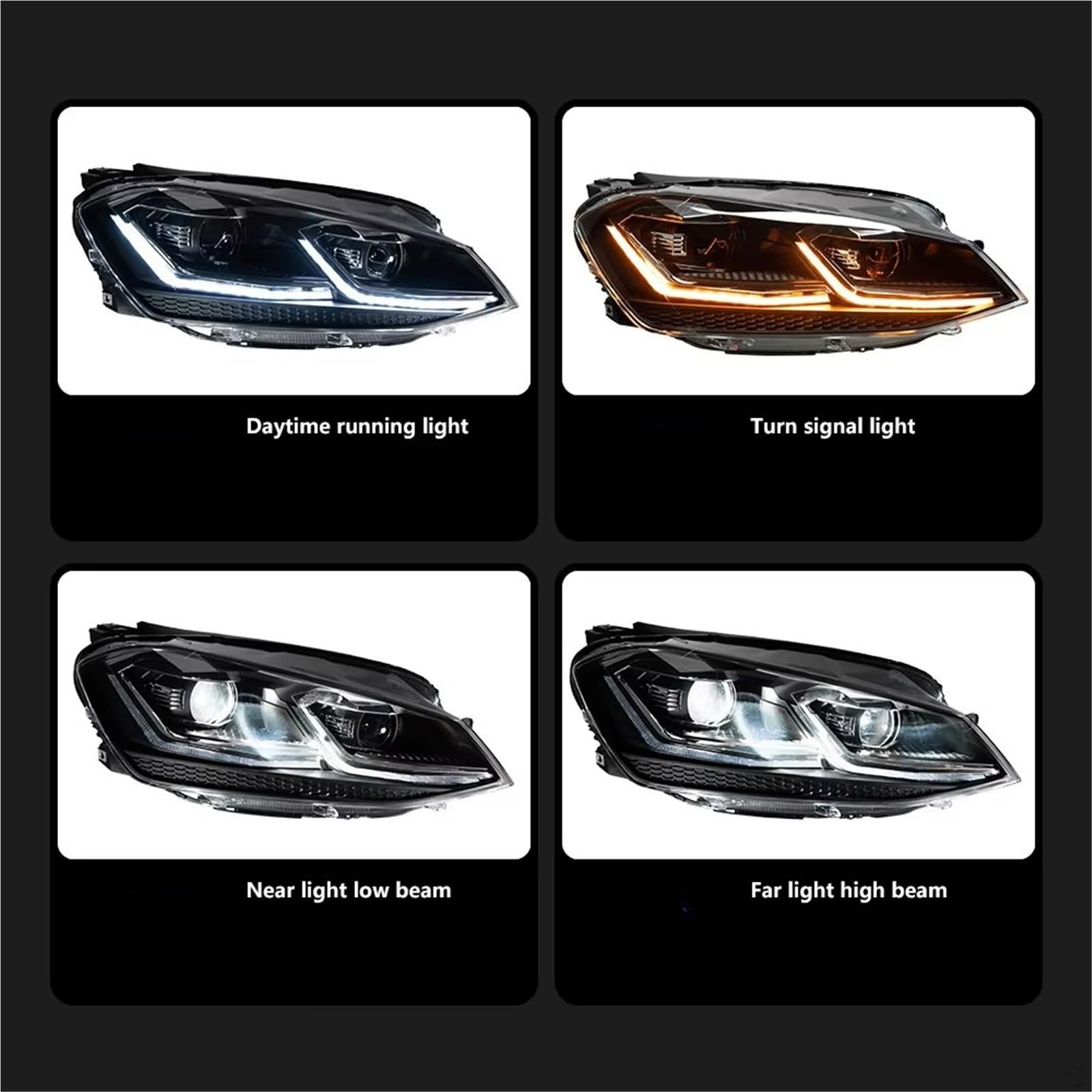 Faro Anteriore Gruppo Gruppo Fari Automatici A LED 2 Pezzi Lampada Con Lente Bifocale DRL Per Golf 7 MK7 Aggiornamento 7.5 2013-2017 Set Di Fari(Silver LED,Right Hand Drive)