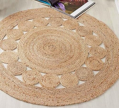 Hand Braided Round Jute Rug Area Round Rug Custom Size Round Rug Indian Handmade Home Decor Round Rug 2X2 #TOP24