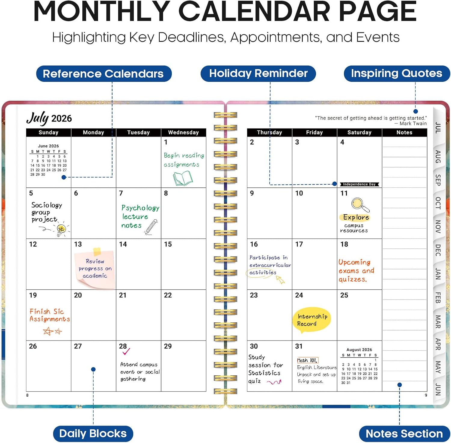 Taja Planner 2026-2027, Jul 2026-Jun 2027 Monthly & Weekly Calendar Planner image 2