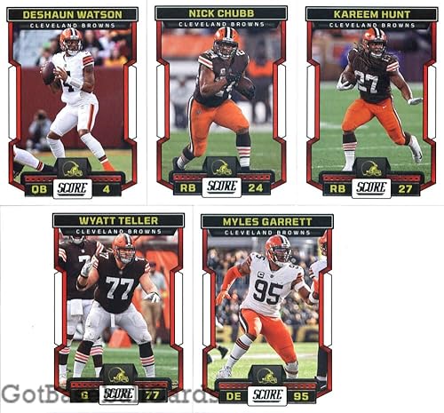 2023 Score Veteran Cleveland Browns Team Set of 10 Cards Deshaun Watson(#206), Nick Chubb(#207), Kareem Hunt(#208), Wyatt Teller(#209), Myles
