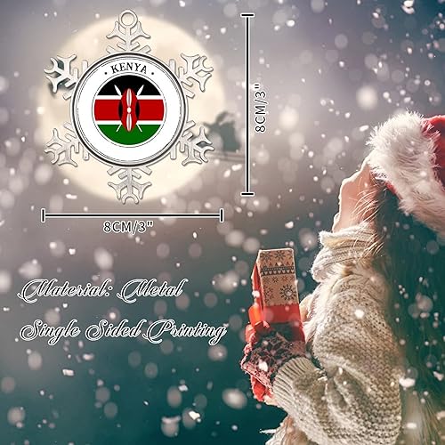 Miniatura 2 de Adornos de Navidad de Kenia para niños, bandera de Kenia, regalo festivo, copo de nieve, adorno de árbol de Navidad, bandera nacional, recuerdo de