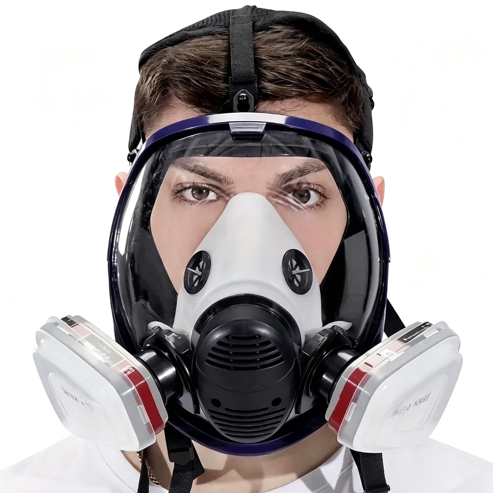 Protection intégrale du visage avec boîte de filtre et coton pour une respiration confortable industrielle et longue durée