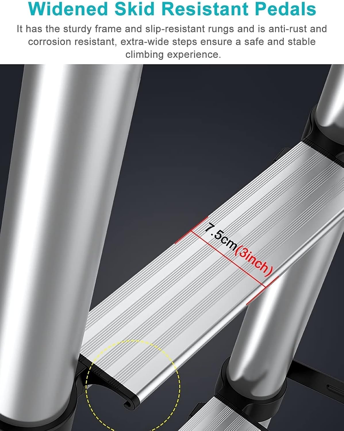 Aluminum Telescopic Ladder for Roof Repairs Portable Heavy Duty Extension Ladder 2.7M/8.9FT Multi Purpose Outdoor Work Extension Ladder