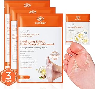 Modelones Foot Peel Mask 3 Pack, Exfoliating Foot Mask for Dry Cracked Feet, Callus Dead Skin Remover for Feet, Additional...