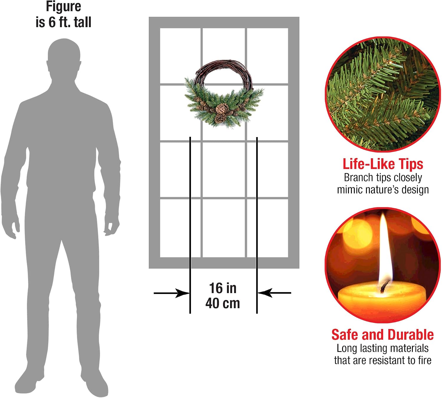 National Tree Pine Cone Wreath, 16-Inch, Green