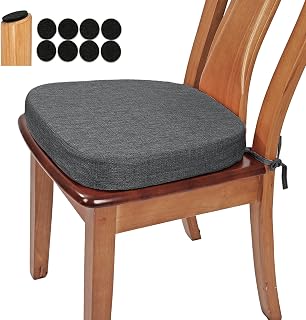 BUYUE 2.5" Thick U-Shape Dining Chair Cushion - High-Density Foam, Non-Slip, Breathable Woven Fabric Seat Pad for Kitchen Comfort (Dark Gray, 1 Pack)