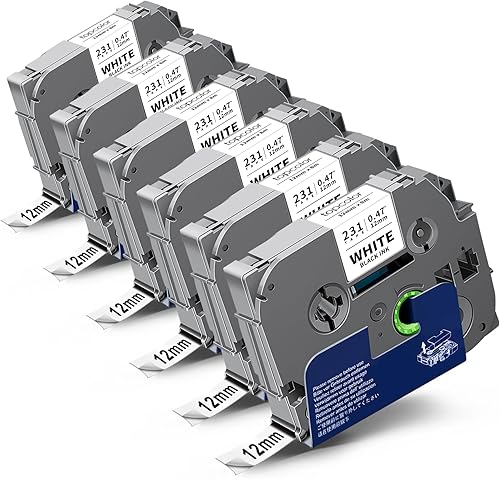Miniatura 9 de Paquete de 6 cintas de etiquetas de 0.47 pulgadas compatibles con Brother Tze-231 Tze231 Tz-231 Tz231 Tz231 Tze Tz 0.472 in 0.47" cinta de etiquetas