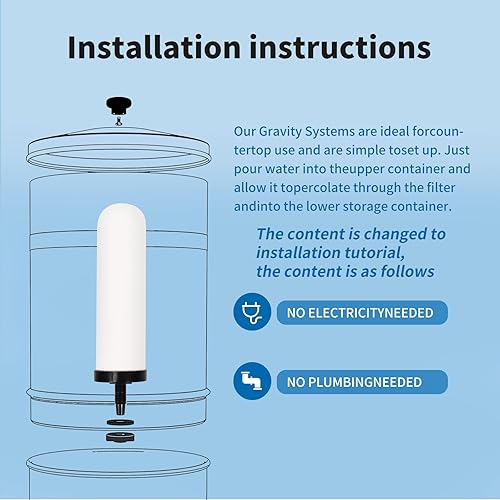 Miniatura 6 de Paquete de 4 filtros de repuesto de cerámica para agua potable por gravedad de 7 pulgadas con carbón activado, filtro de repuesto de agua por