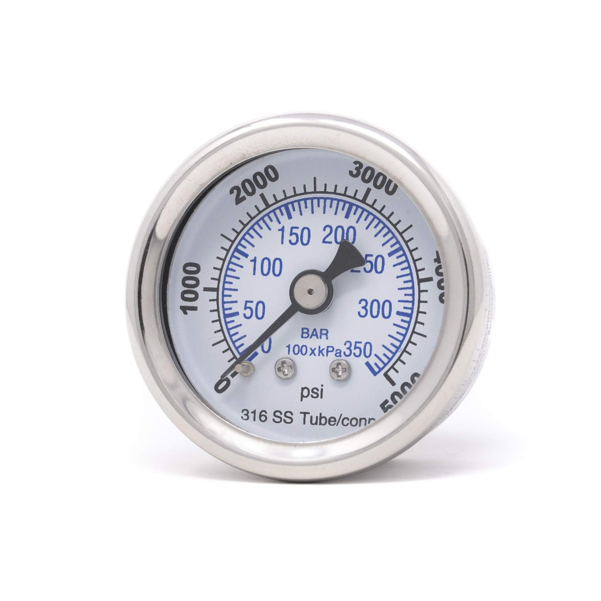 PIC Gauges 302D-158R Center Back Mount Dry Pressure Gauge w/ SS Case/Internals/Bezel, PC Lens, 1.5