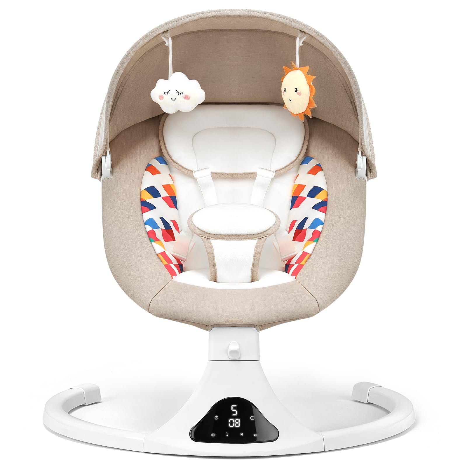 Baby Swing for Infants, Bluetooth Baby Swing (Beige)